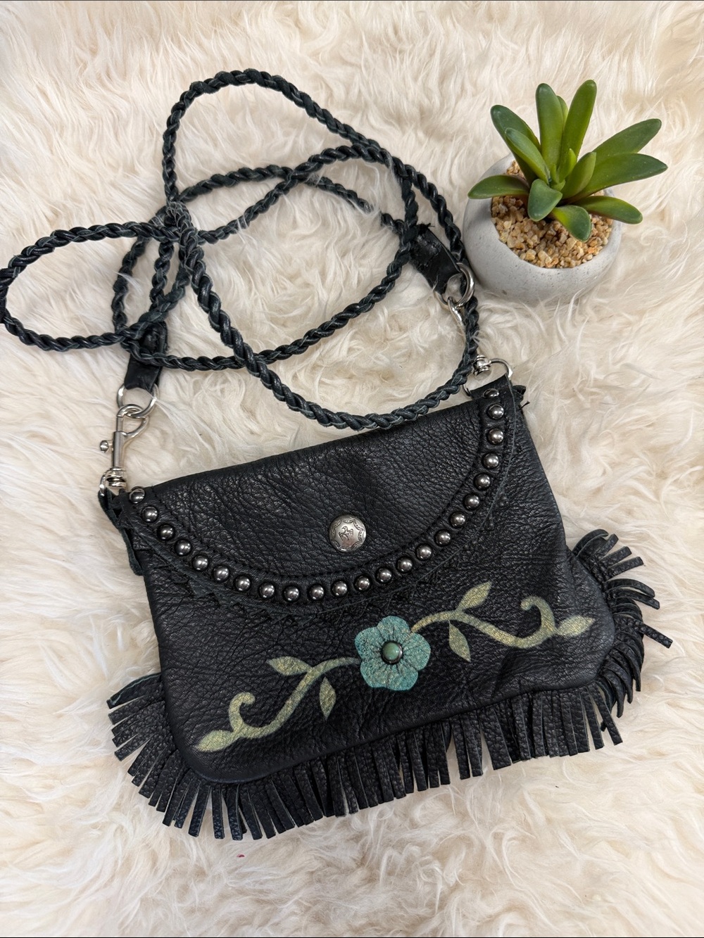 PatriciaWolf Handpainted Soft Leather Small crossbody Pouch NWOT